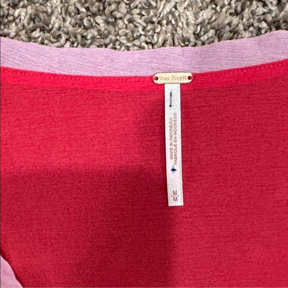 FREE PEOPLE Home Grown Floral Majenta Combo Button-Up Women's Mesh Cardigan - Picture 6 of 6